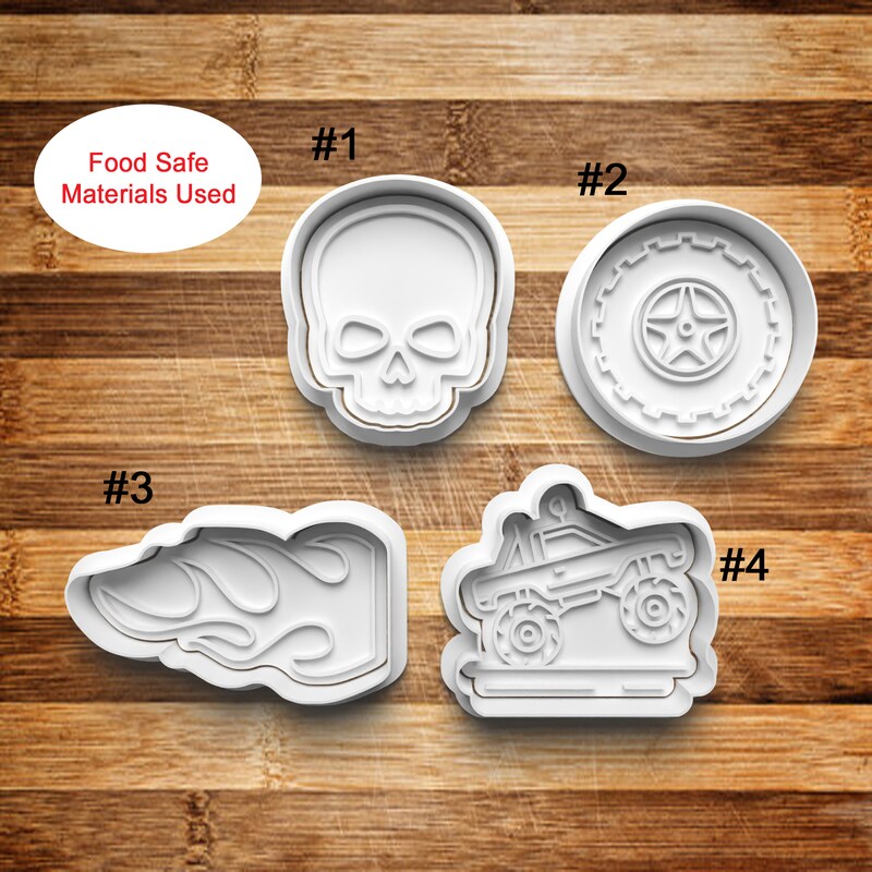 Monster Truck Cookie Cutter | Cookie Stamp | Cookie Embosser | Cookie Fondant | Clay Stamp | Clay Earring Cutter | 3D Printed |